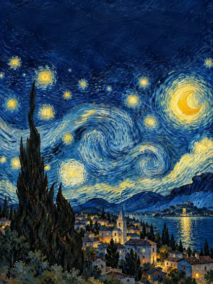 Cover painting of the Van Gogh’s Starry Sky theme
